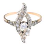 A vari-cut diamond dress ring.Estimated total diamond weight 0.15ct,