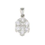 An 18ct gold brilliant-cut diamond cluster pendant.Total diamond weight 0.70ct,