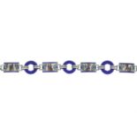 A paste and enamel bracelet, depicting Egyptian motif.Stamped SILVER.Length 19.7cms.