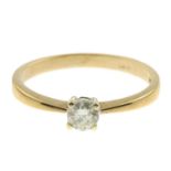 A 9ct gold diamond single-stone ring.Diamond weight 0.25ct,