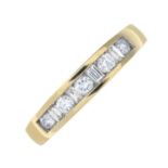 A vari-cut diamond half-eternity ring.Estimated total diamond weight 0.50ct.Marked 14K.Ring size N.