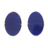 A pair of lapis lazuli earrings.Length 2cms.