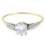 A mid 20th century 18ct gold old-cut diamond single-stone ring,