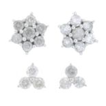 Diamond floral cluster earrings,