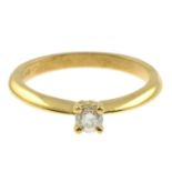 An 18ct gold diamond single-stone ring.Estimated diamond weight 0.20ct,