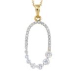 A diamond openwork pendant, with chain.Estimated total diamond weight 0.50ct.