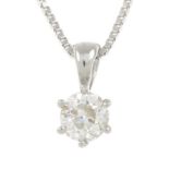 A diamond single stone pendant,