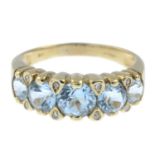 A 9ct gold topaz five-stone ring,