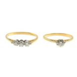 18ct gold diamond single stone ring,