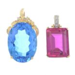 Topaz and brilliant-cut diamond pendant,