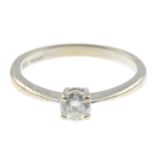 A 9ct gold diamond single-stone ring.Diamond weight 0.25ct,