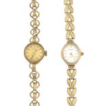 Two lady's 9ct gold wrist watches.Hallmarks and Swiss convention marks for 9ct gold.