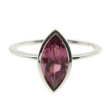 An 18ct gold pink tourmaline single-stone ring.Hallmarks for Sheffield, 2004.Ring size P.