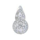 A diamond pendant.Estimated total diamond weight 1.10cts,