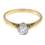 A 9ct gold brilliant-cut diamond single-stone ring.