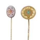 Early Victorian gold enamel stickpin.