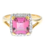 A pink tourmaline and diamond cluster ring.Estimated total diamond weight 0.25ct.