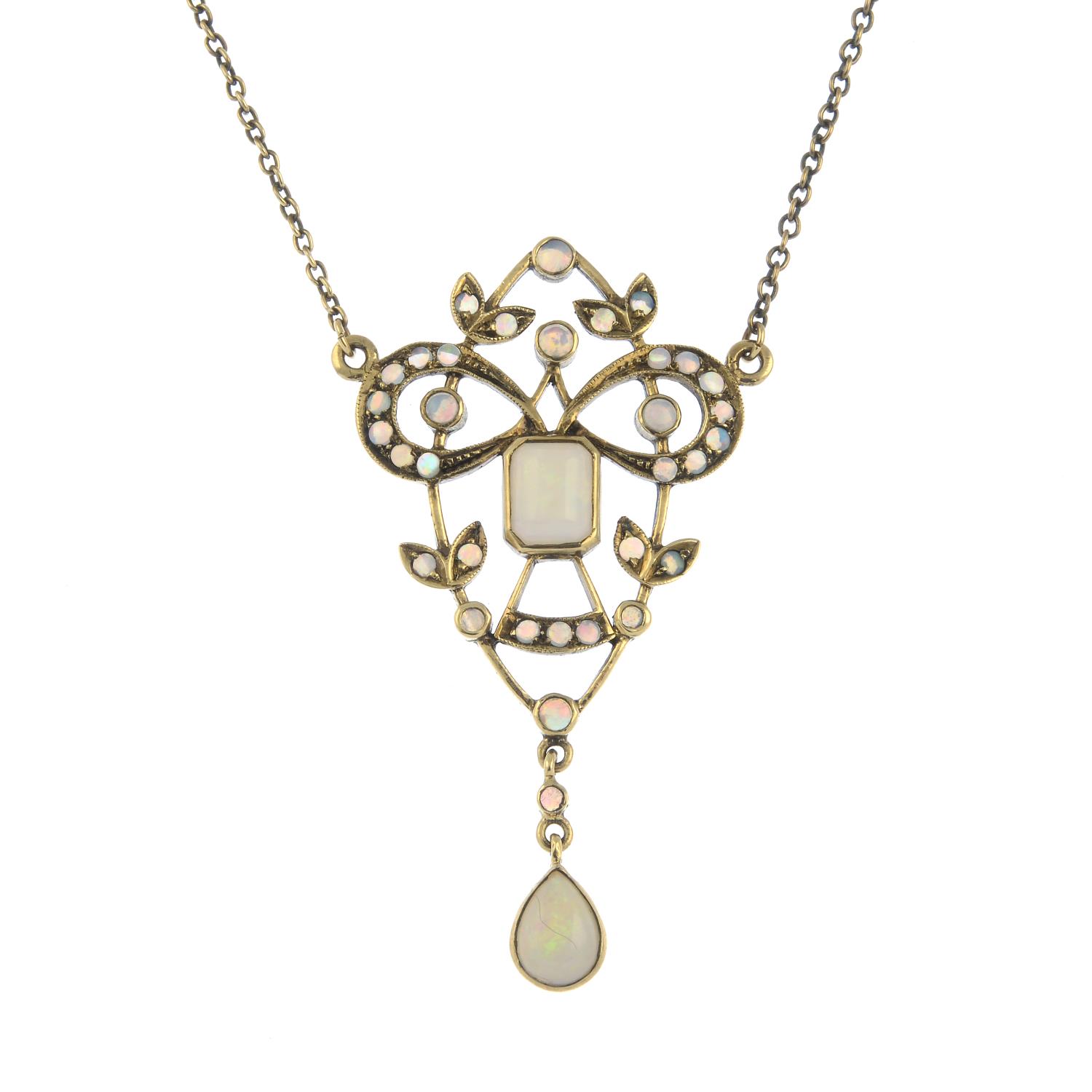 An opal foliate necklace.