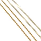 Two 9ct gold chains.Hallmarks for 9ct gold.