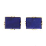 A pair of lapis lazuli earrings.Length 1.5cms.