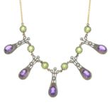 A gem-set necklace.Gems to include diamond,