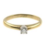 A 9ct gold diamond single-stone ring.Diamond weight 0.15ct,