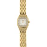 A lady's 9ct gold diamond wrist watch.Clasp AF.