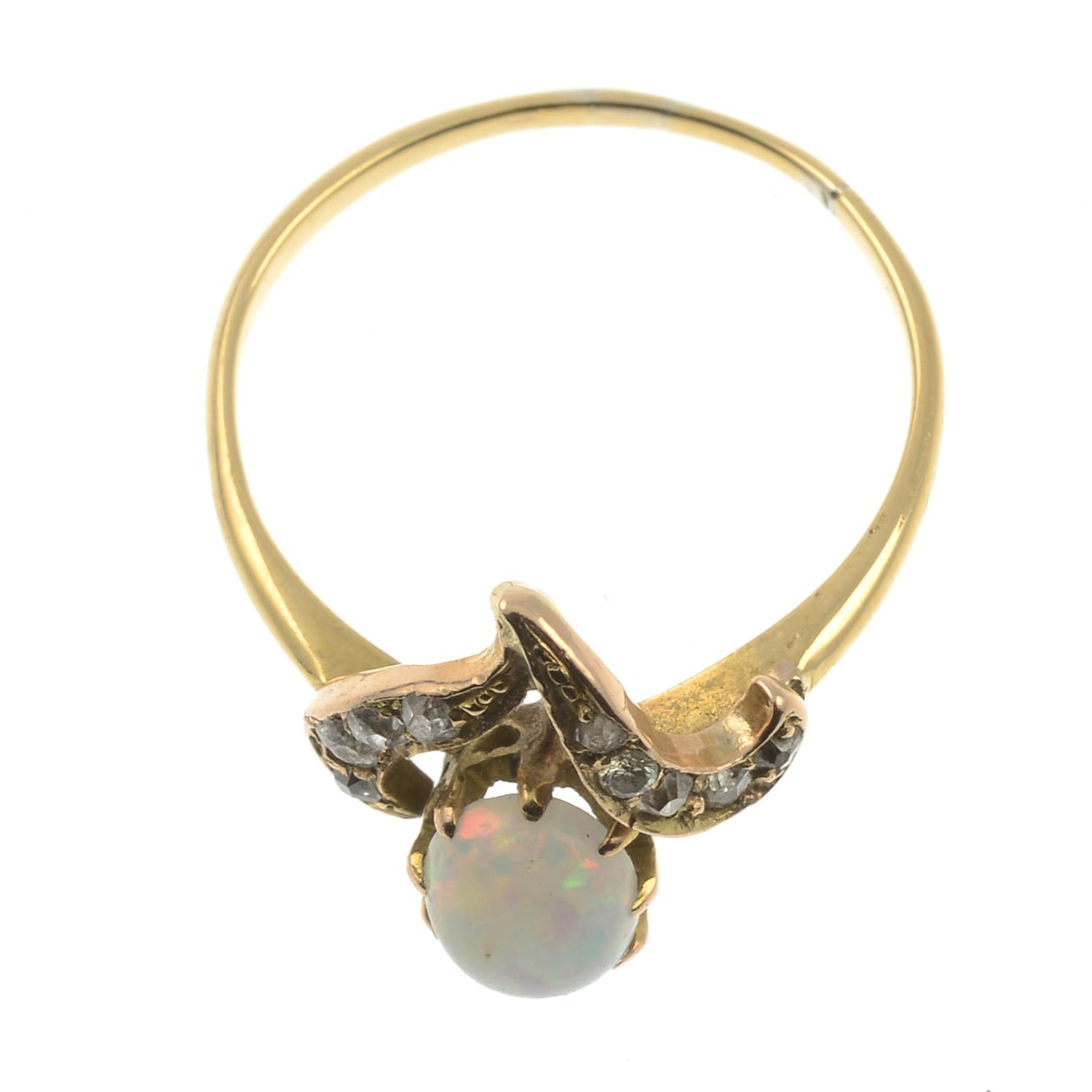 An early 20th century gold opal and diamond ring.Ring size K1/2. - Image 2 of 2