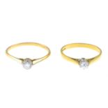18ct gold old-cut diamond single-stone ring,