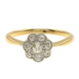 An old-cut diamond cluster ring.Estimated total diamond weight 0.30ct.