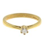 An 18ct gold diamond single-stone ring.Estimated diamond weight 0.20ct,