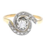 An old-cut and rose-cut diamond dress ring.Estimated total diamond weight 0.10ct,