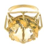 A citrine single-stone dress ring.Ring size L.