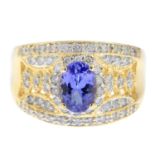 An 18ct gold tanzanite and diamond dress ring.