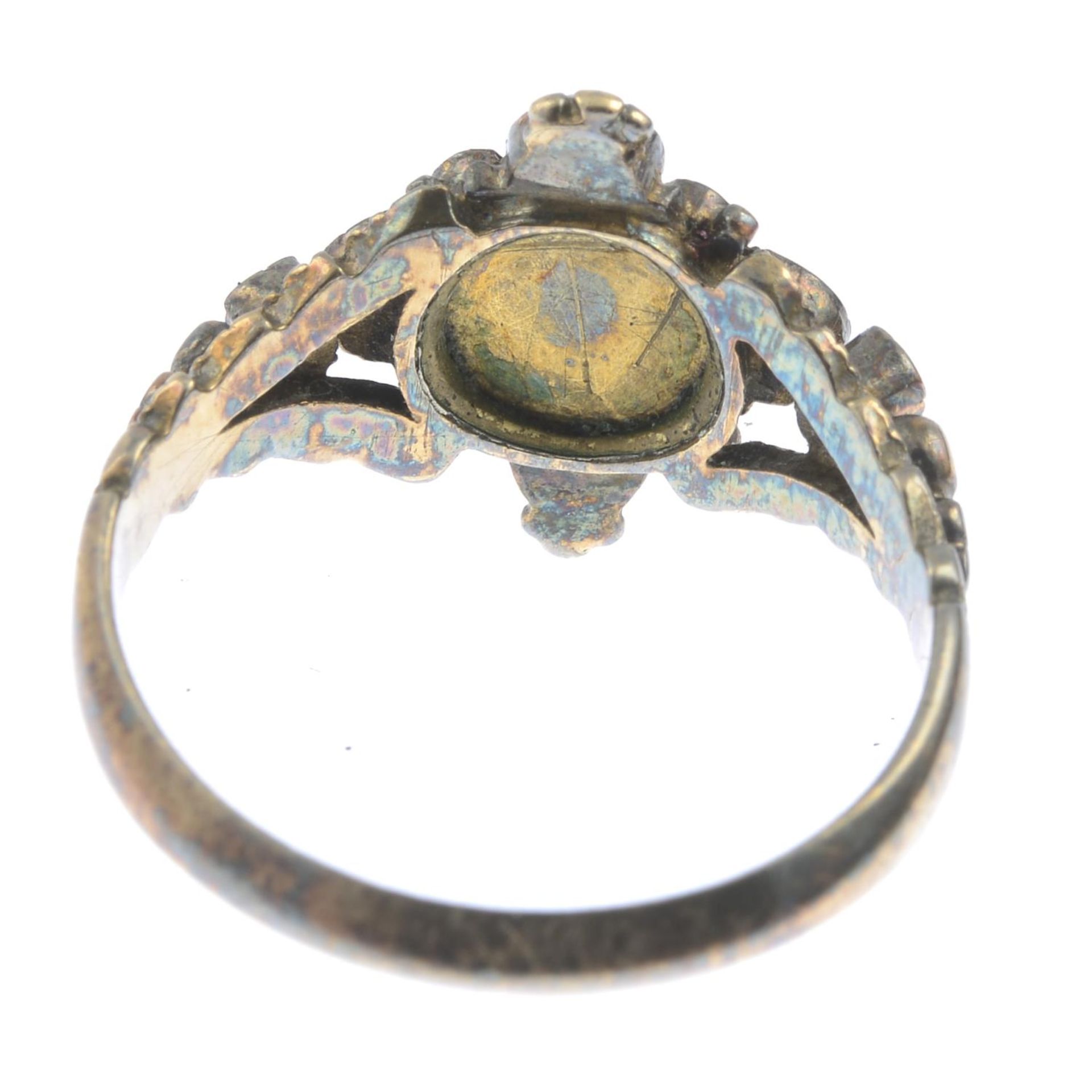 A late 19th century gold gem set ring.Gems to include opal, ruby and amethyst.Ring size N1/2. - Image 2 of 2