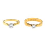 18ct gold diamond single-stone ring,