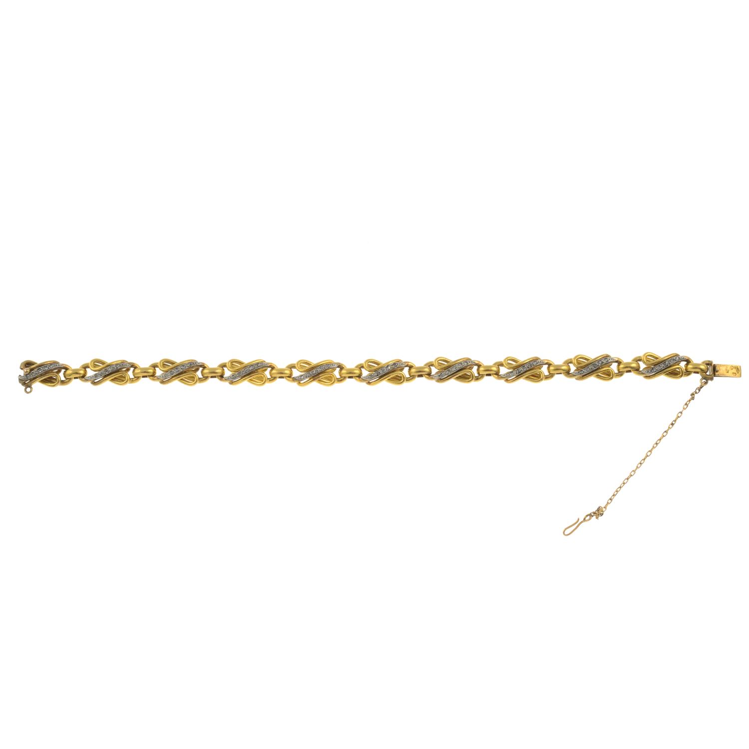 An Art Nouveau 18ct gold rose-cut diamond bracelet.French assay marks.Length 18cms. - Image 2 of 3