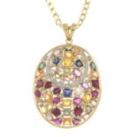 A 9ct gold gem-set pendant,