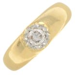 An early 20th century gold old-cut diamond ring.Estimated diamond weight 0.25cts,