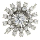 A vari-cut diamond cluster ring.Estimated total diamond weight 0.80ct,