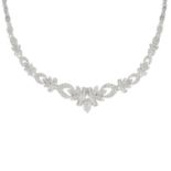 A diamond floral necklace.