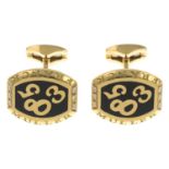 A pair of enamel and brilliant-cut diamond cufflinks,