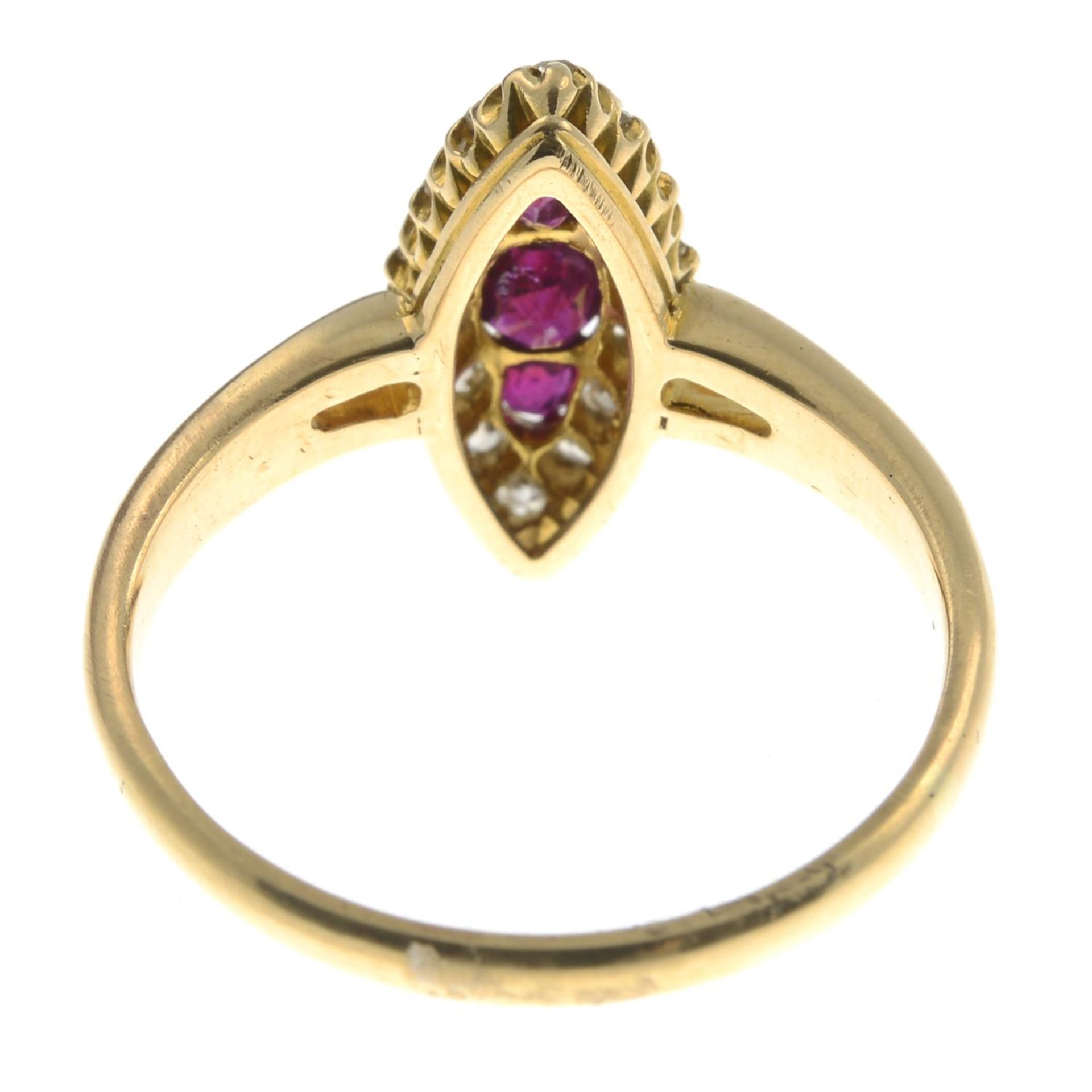 An early 20th century ruby and old-cut diamond marquise-shape diamond ring, - Bild 2 aus 3