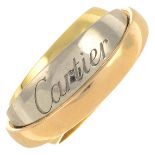 A tri-colour 'Trinity' ring, by Cartier Signed Cartier, BA2153.Ring size N1/2.