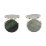 A pair of 18ct gold mother-of-pearl cufflinks,