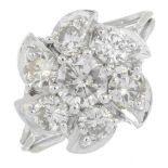 A brilliant-cut diamond cluster ring.Estimated total diamond weight 1.50cts,