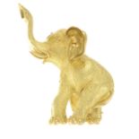 A 1970s 18ct gold elephant brooch,