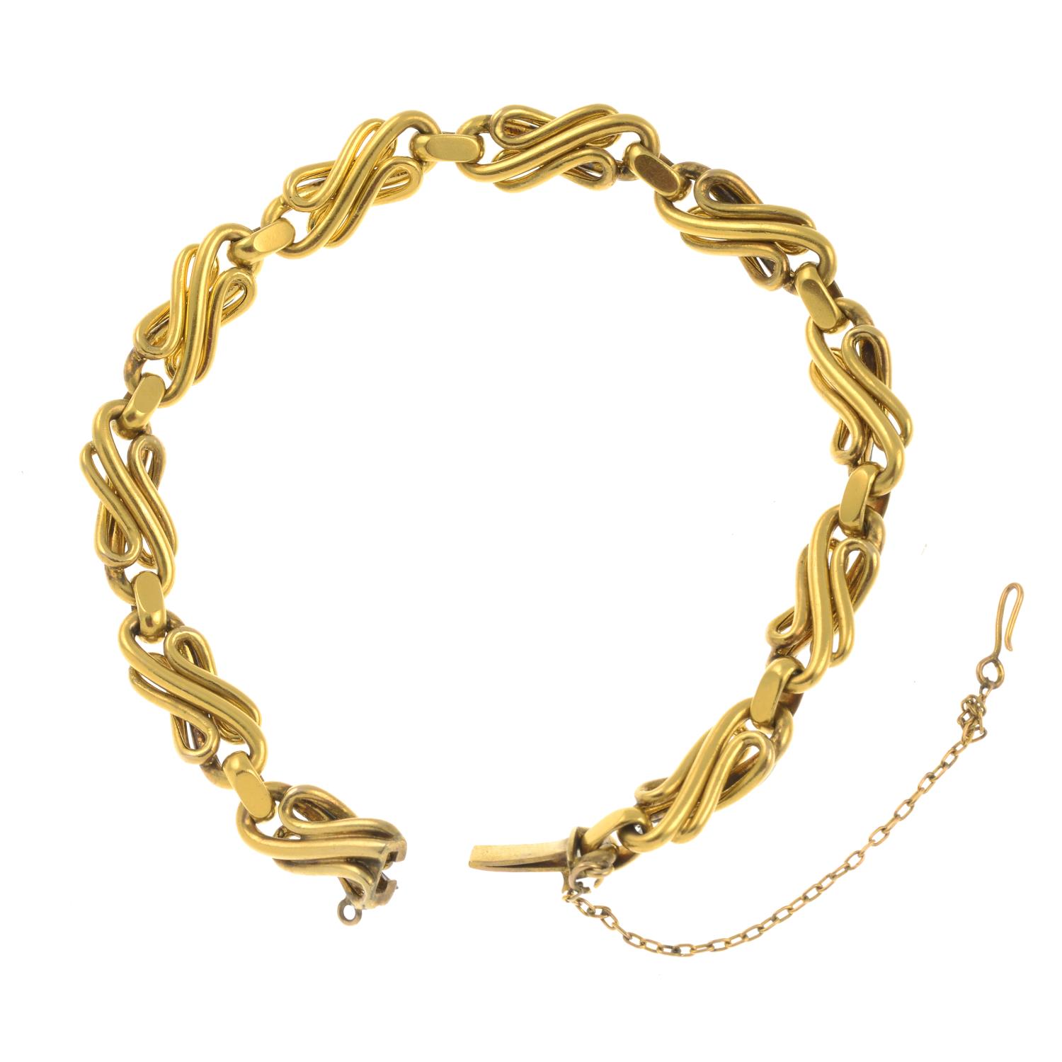 An Art Nouveau 18ct gold rose-cut diamond bracelet.French assay marks.Length 18cms. - Image 3 of 3