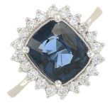 A Vietnamese blue spinel and brilliant-cut diamond cluster ring.With report AJ4612C,