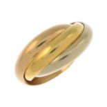 A 'Trinity' ring, by Cartier.Signed Cartier, KF085.Stamped 750.Ring size N1/2.